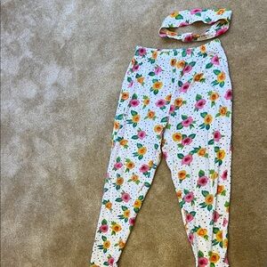 Floral Print Pants with Headband